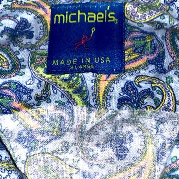 Michael's 100% Linen Paisley Jellyfish Rainbow Long Sleeve  XL MADE IN USA - Picture 5 of 10